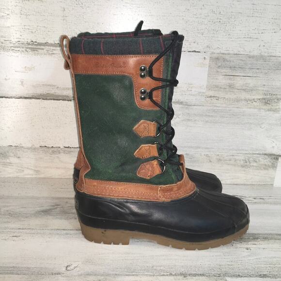 Eddie Bauer Duck Waterproof Snow Winter Boot Mens 8 Green Blue Leather Sherpa main image 13